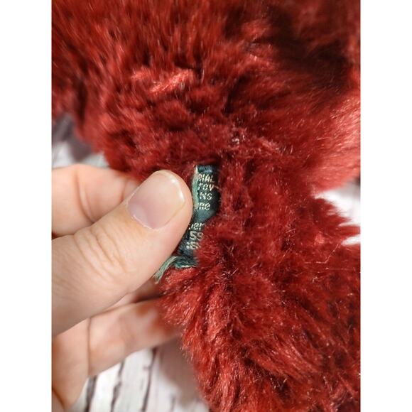 Maroon red Valentine's Day stuffed teddy bear with bow stuffed animal plush - Picture 4 of 6